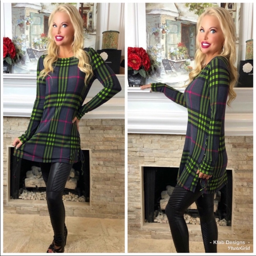 Plaid Boatneck Tunic